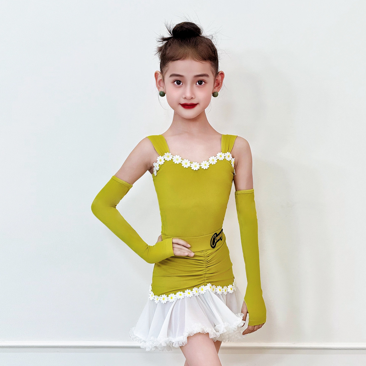 CONNY夏季新款拉丁舞服女儿童舞蹈练功服吊带上衣网纱半身裙套装