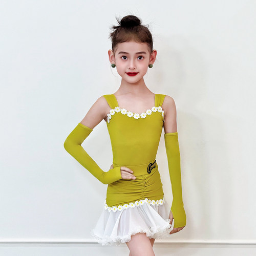 CONNY夏季新款拉丁舞服女儿童舞蹈练功服吊带上衣网纱半身裙套装