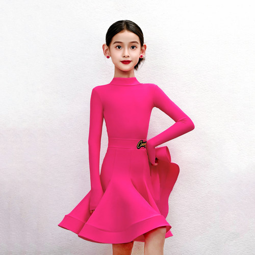 CONNY少儿拉丁舞服女童专业标准比赛表演出服长袖鱼骨半身裙套装
