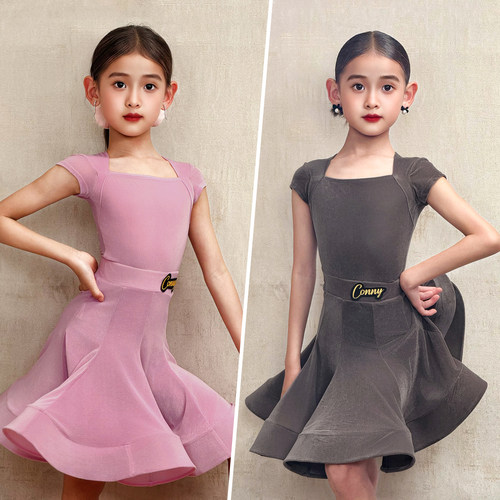 CONNY康尼拉丁舞服女儿童标准专业规定比赛服表演出服鱼骨裙短袖