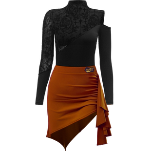 CONNY拉丁舞服装女连体上衣舞蹈练功短裙儿童艺考比赛表演服长袖