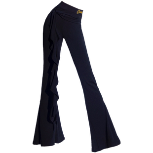 CONNY康尼拉丁舞蹈裤子练功服下装女士国标摩登舞微喇叭长裤绑带