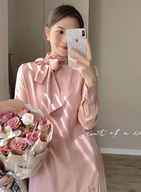 King studios 23春 重磅真丝侧边绑带衬衣 甜美百搭法式温柔上衣
