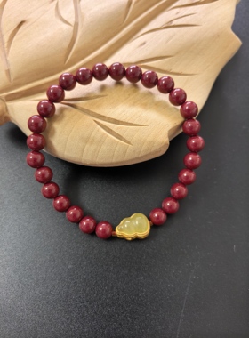 天然朱砂6MM紫金砂手串保真正品和田玉葫芦手链女款闺蜜生日礼物