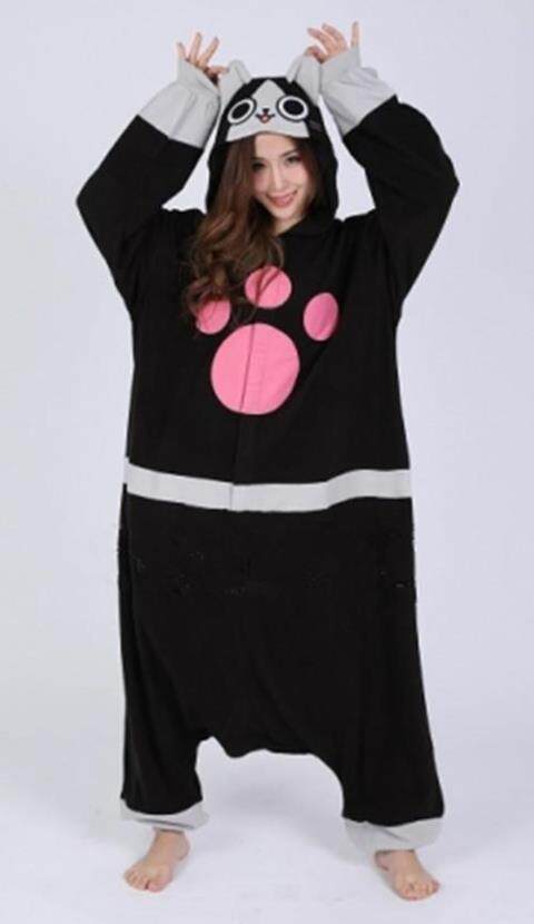 出口日本原单正版秋冬保暖艾露猫怪物猎人动物连体睡衣情侣家居服