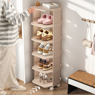 德国品质简易鞋架多层家用门口室内好看入户门楼道小窄鞋柜带轮子