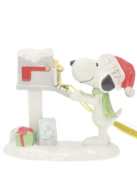 Lenox Snoopy史努比和糊涂塌客过圣诞节挂饰陶瓷装饰摆件原包装盒