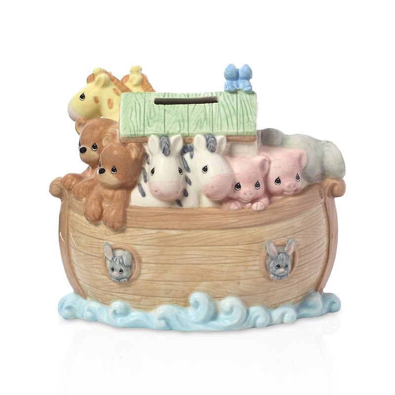 水滴娃娃长颈鹿老虎斑马小猪动物陶瓷儿童房装饰储蓄罐摆件礼物