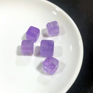 薰衣草色紫色水晶方糖散手绳配饰珠DIY配饰配件