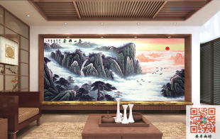 泰山雄姿山水国画装饰画背景墙客厅书房无纺布墙纸D111壁画壁纸