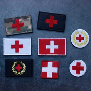 医疗战术士气章急救徽章救援标志刺绣魔术贴十字医疗贴包贴救援贴