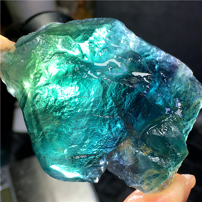 蓝绿色萤石原石矿物晶体标本大块毛料送灯座水晶碎石把玩家居摆件