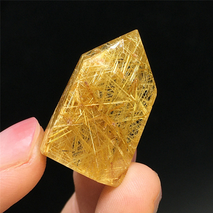 天然水晶金发晶柱铜顺发彩虹原矿石六棱柱标本家居客厅办公室摆件