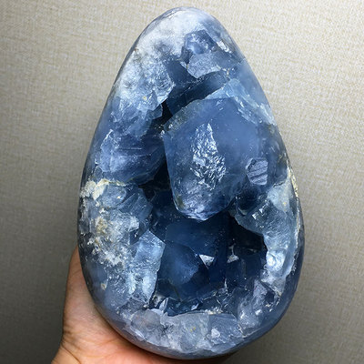天然蓝晶洞簇原矿心形蛋形聚宝盆