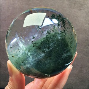 天然绿幽灵球彩幽灵水晶球摆件