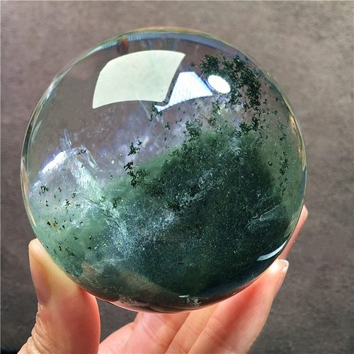 天然绿幽灵球彩幽灵水晶球摆件