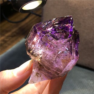 天然紫发超七原石骨干权杖彩虹红发闪灵原矿水晶城堡骸骨标本吊坠