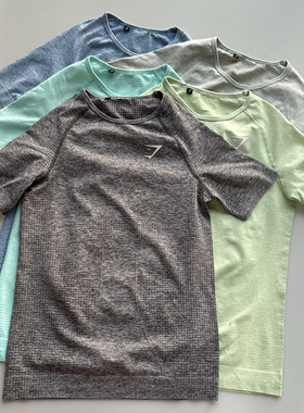 鲨鱼GYMshark短袖女速干透气修身撸铁上衣弹力显瘦瑜伽健身T恤