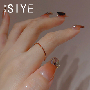 SIYUE/定制 极细高级复古红色素圈戒指简约清冷感食指戒女