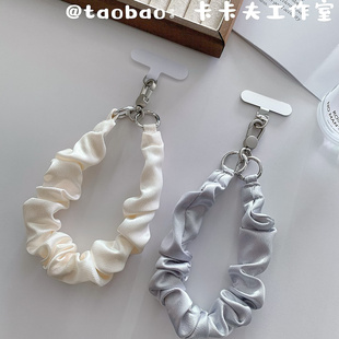 原创简约高端小众复古褶皱丝绸手机短挂绳防摔手腕绳ccd相机挂链