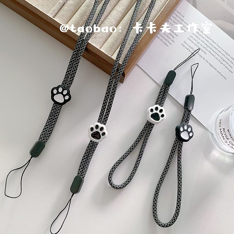 新款可爱猫爪手机挂绳可调节反光挂脖绳手腕绳ccd相机校牌挂件潮