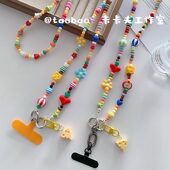 多巴胺糖果色苹果奶酪手工串珠手机斜挎链防摔斜挎绳ccd相机背带