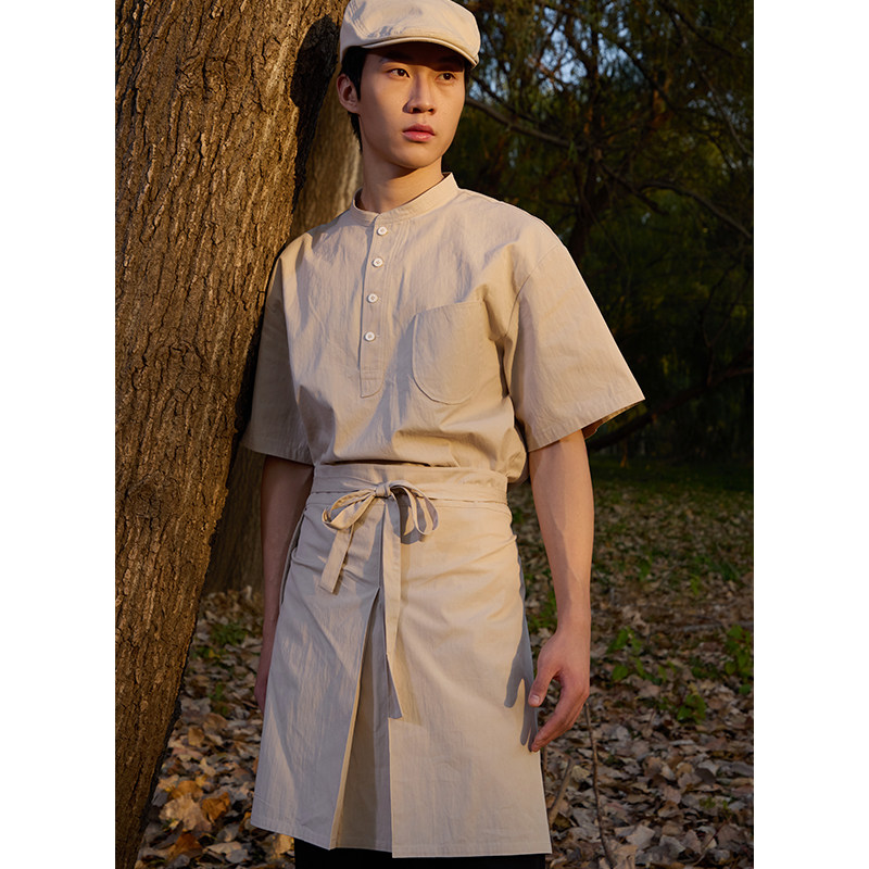 新款茶饮咖啡手作工作服烘焙甜品店火锅酒馆自助餐工服廓形工装风