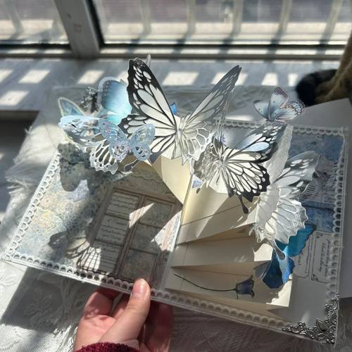 小红书同款蝴蝶立体书手工DIY材料包炫彩烫金蝴蝶送女友创意礼物