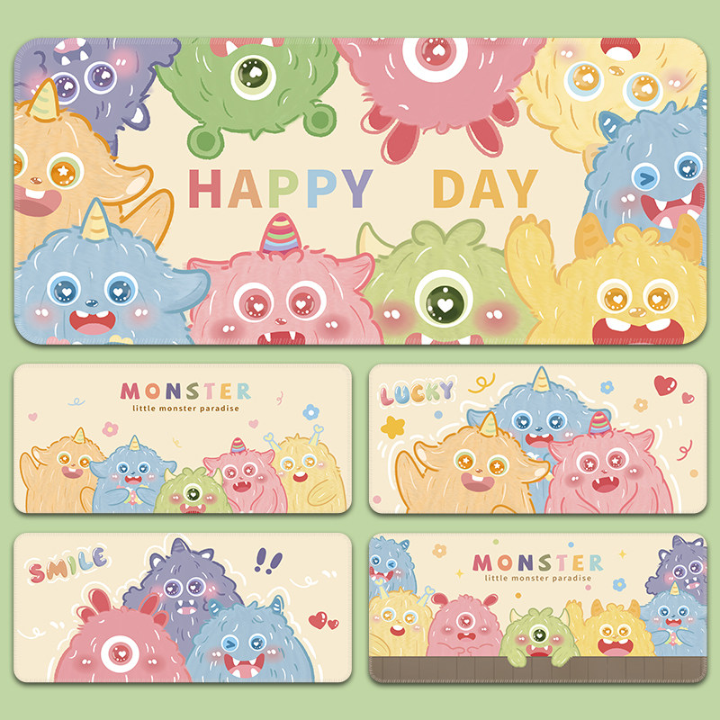 鼠标垫超大涂鸦怪兽卡通办公桌垫