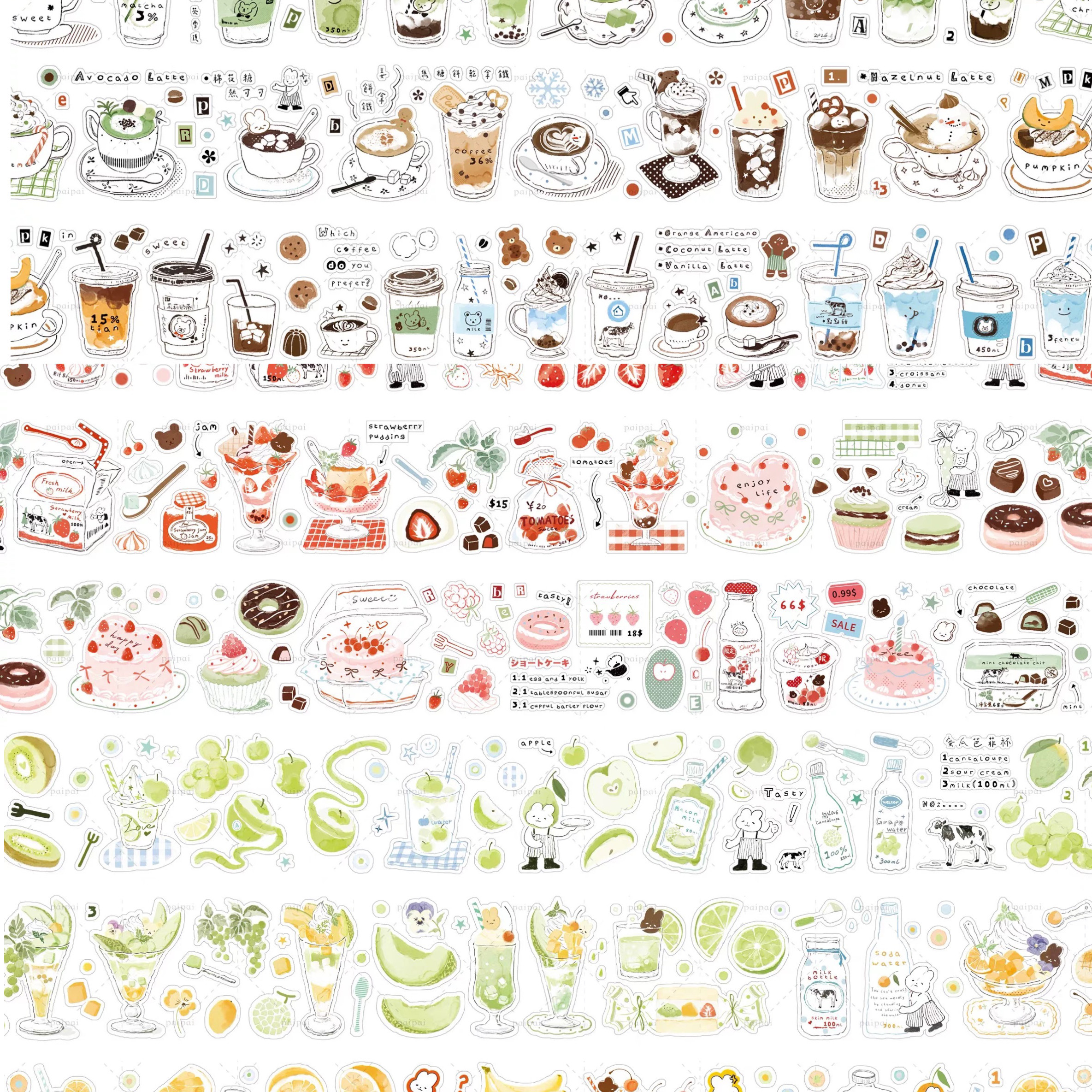 分装paipai手帐非常甜各种饮品蛋糕水果有点甜盐系胶带素材和纸,文具电教/文化用品/商务用品,和纸胶带,淘宝优惠券,粉丝福利购,淘宝优惠卷