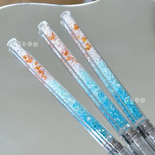 手工自制昭和夏日小金鱼碎钻渐变笔刀手账闪亮开箱快递刻刀ins风