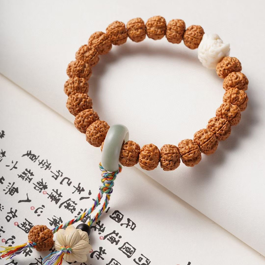 精品双龙纹小金刚菩提满爆肉手串醒狮菩提根跑环男女款编绳手链