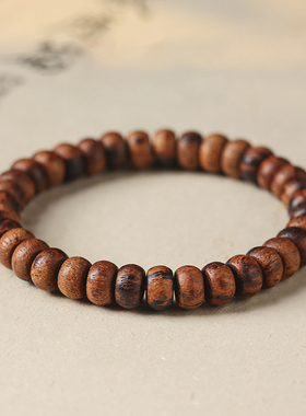 小叶降真香算盘珠手串奇楠级软油糖结麻丝黄金甲百花香单圈手串女