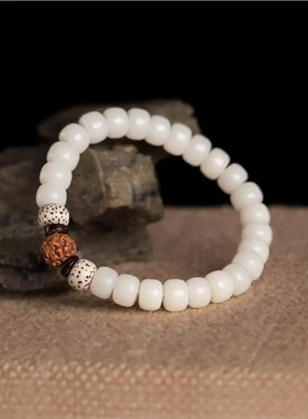天然白玉菩提手串单圈星月金刚菩提根佛珠念珠女士款饰品手链