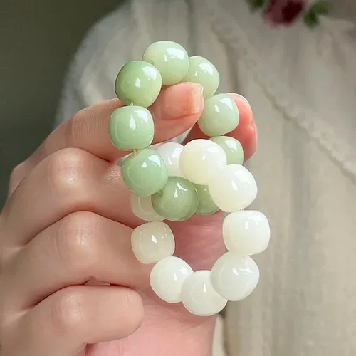 环环相扣渐变白玉菩提根手串男女绕指柔文玩手捻小串解压盘玩佛珠