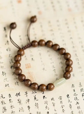 金丝檀佛珠手串老料和田玉手链男女民族饰品手串中国风复古风