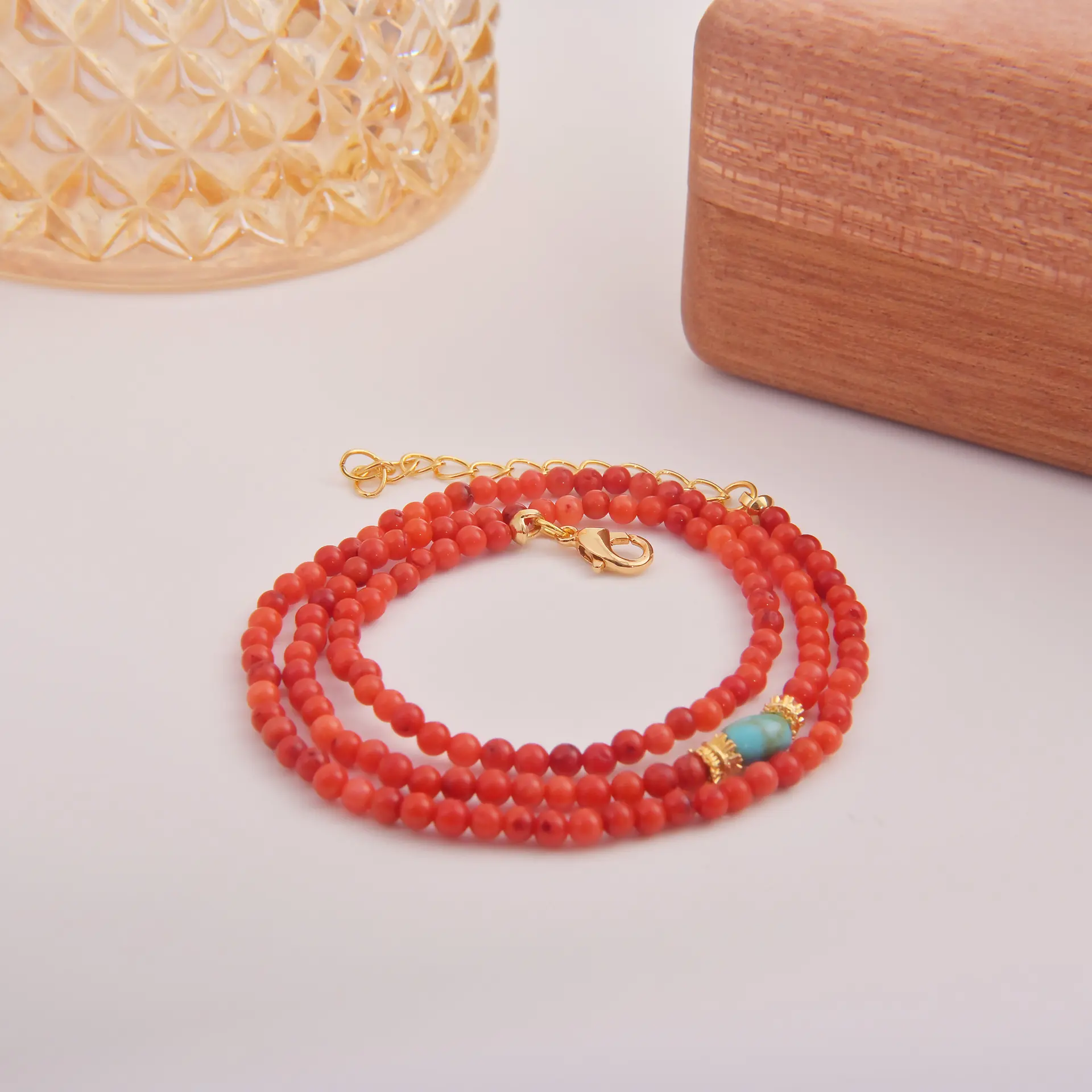 高端手串天然玛瑙玉石绝美手链女叠戴红色串珠子多圈蜜蜡花锦