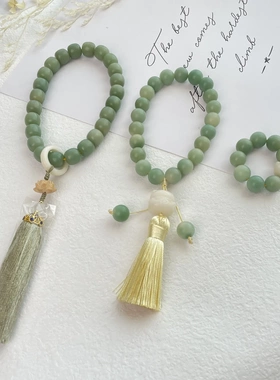 阴皮风化白玉菩提根手串手持三件套女绕指柔文玩佛珠男小手捻手链