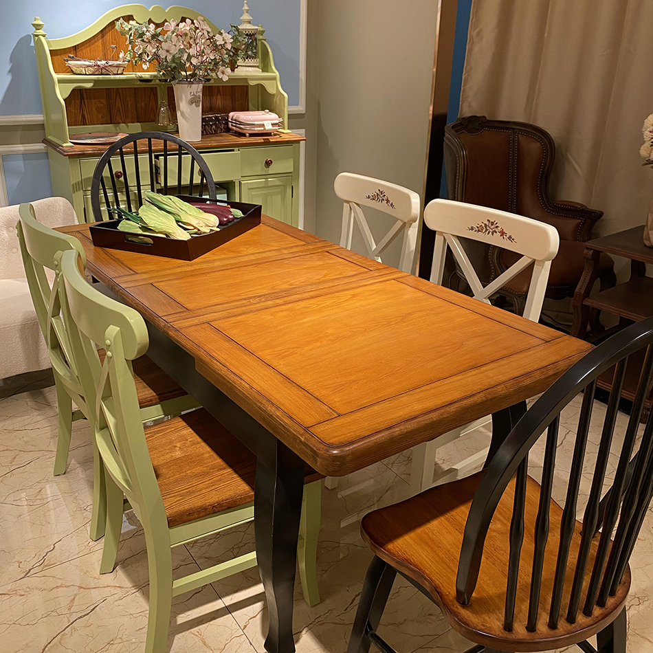 全实木水性漆拉伸餐桌