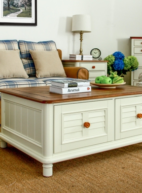 美式乡村风格水性漆纯实木茶几 艾米尼奥BL016any美乡