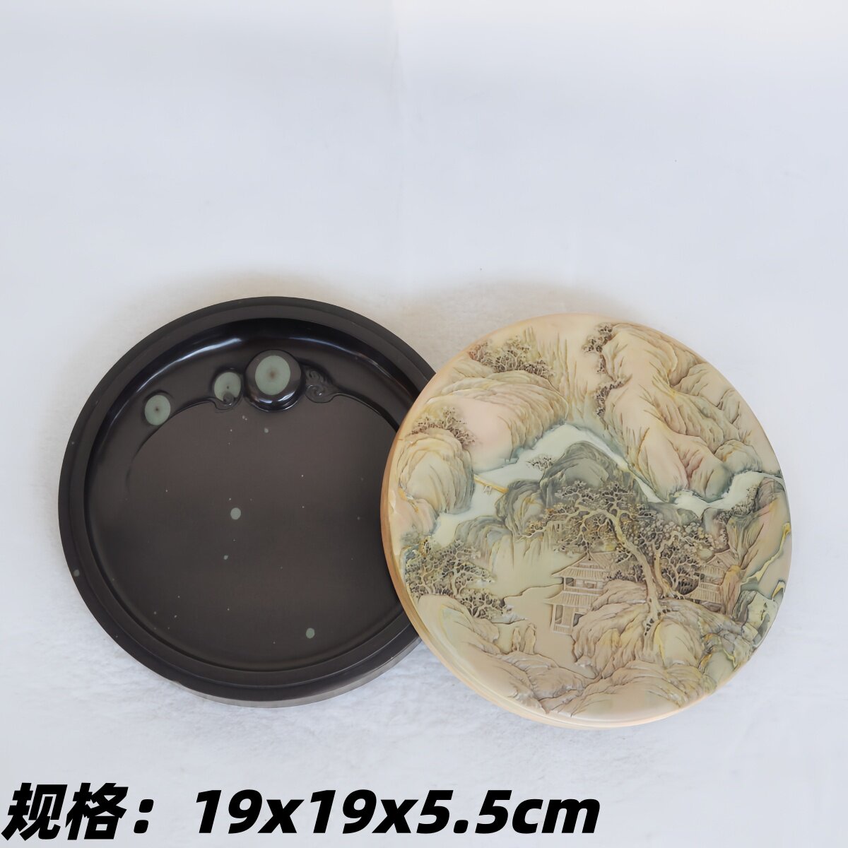 攀枝花苴却砚手工俏色巧雕 老坑彩石料  江南春 实用收藏砚台