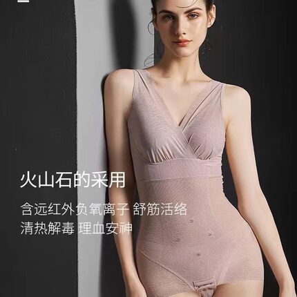 日本薄款塑身连体后脱塑形美背塑身连体衣提卡扣开档贴身塑形衣