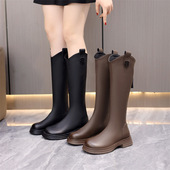 鞋 长筒靴子女不过膝小个子V口高筒靴2024秋冬显瘦骑士靴34 42大码