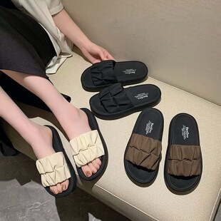 小个子厚底凉拖2026春季复古懒人新款女士拖鞋凉拖鞋 外穿凉鞋潮