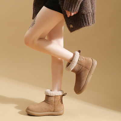 丑萌大头雪地靴女2025秋冬新款小土豆毛毛短靴厚底加绒加厚短筒靴