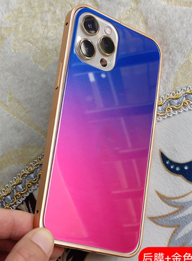 适用苹果16 15 14 13 12 PRO MAX XS XR 11 8钢化膜手机全屏7镜面后膜6S镜子背膜SE银色金色蓝色黑白红