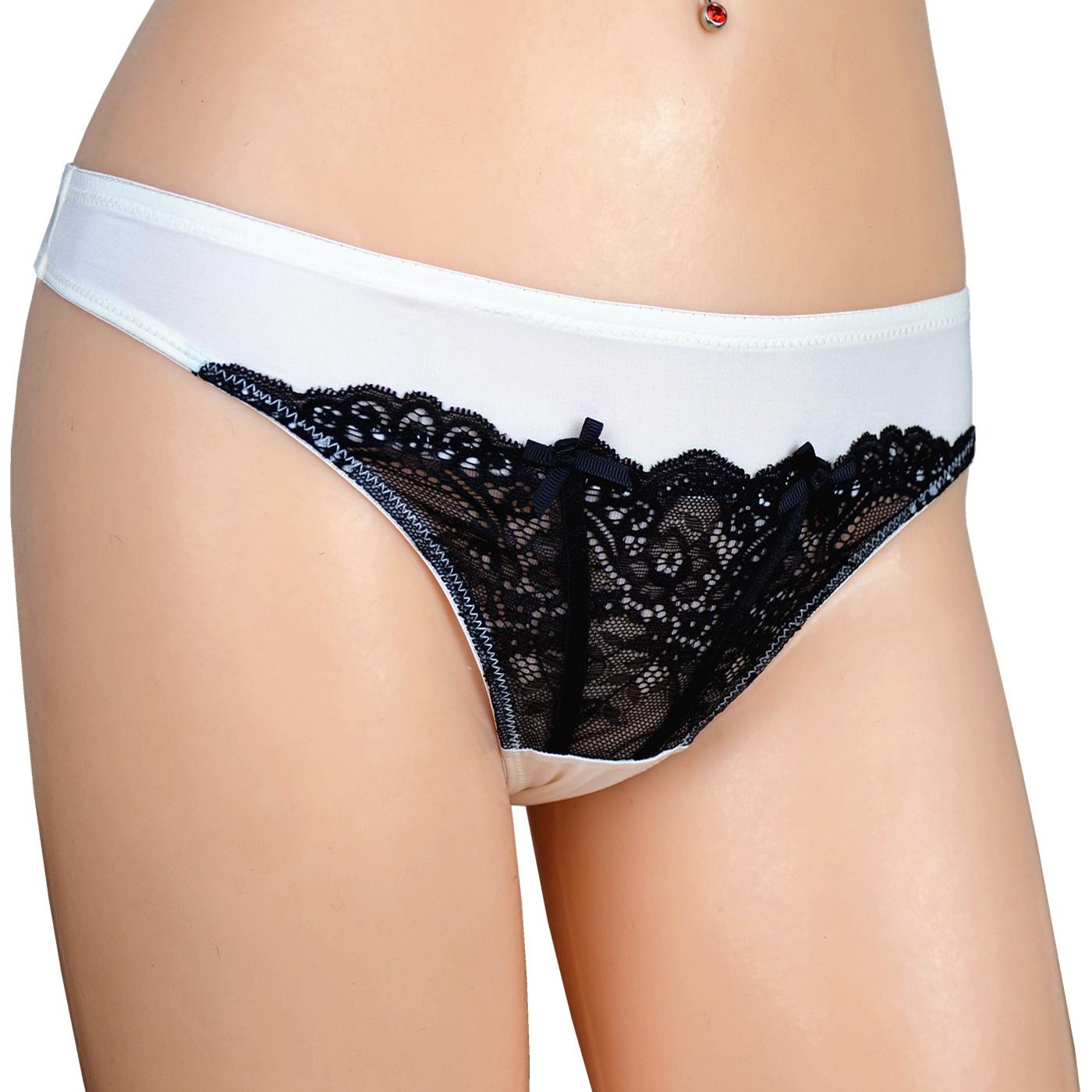 外贸原单高品质白色黑蕾丝女士丁字裤T裤大码 L