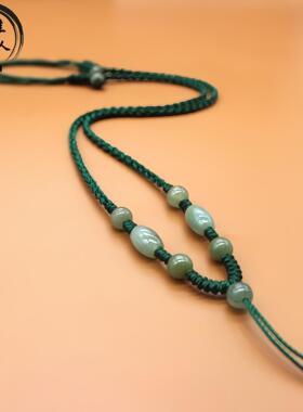 【佳人】手工编织佛公项链绳玉石黄金水晶翡翠脖绳墨绿色吊坠挂绳