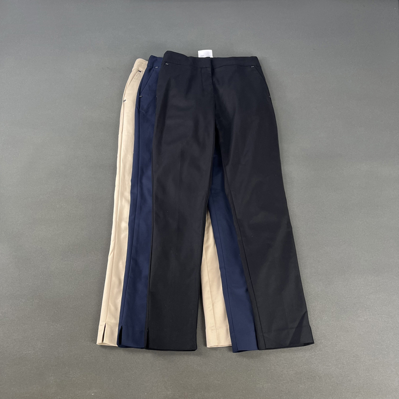 女通勤OL半松紧腰修身开叉小脚裤