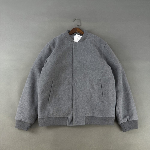 夹棉宽松立领棒球服毛呢夹克外套